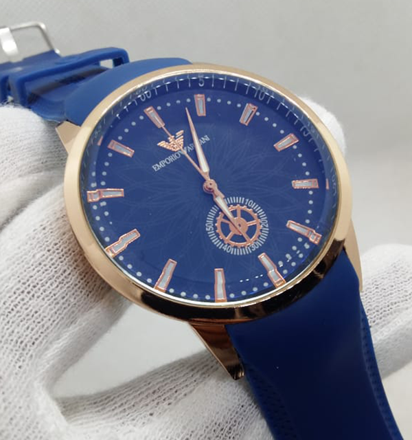 Men watch with Blue dail and Blue strap